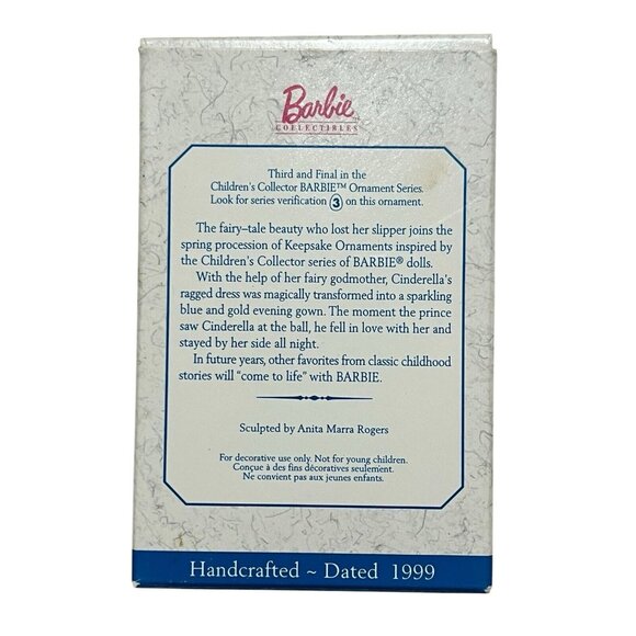 Barbie as Cinderella Doll Hallmark Keepsake Ornament‎ Collectors Series 1999 - Picture 3 of 16